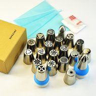 TANGCHU Russian Piping Tips 28PCS/SET Stainless Steel Large Size Icing Syringe Set Ball Nozzles DIY Coupler Nozzle... N6