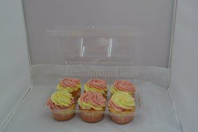 Oasis Supply PJP LBH-9222-6 12-Compartment Cupcake Container with Hinged Lid, Clear N3