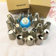 TANGCHU Russian Piping Tips 28PCS/SET Stainless Steel Large Size Icing Syringe Set Ball Nozzles DIY Coupler Nozzle... N8
