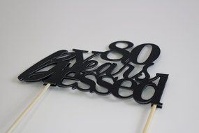 All About Details Black 80-Years-Blessed Cake Topper N2