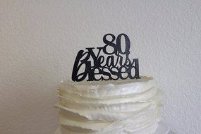 All About Details Black 80-Years-Blessed Cake Topper N3