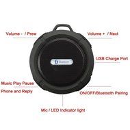 Portable Waterproof outdoor wireless stereo Bluetooth 3.0 Shower speaker With Mini USB Connection (Black)