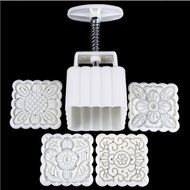 FUJINET Hand-Pressure Moon Cake Molds for Pastry DIY Baking Cookies - Square Plants Floral Pattern 1 Set with... N4