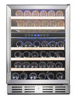Kalamera 24'' 46-bottle Wine Cooler Refrigerator Built-in Dual Zone, Stainless Steel Door &amp; Handle