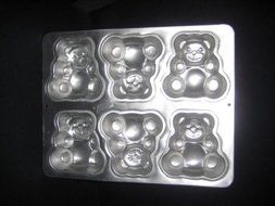 1991 Wilton 6 Miniature Bear Cake Baking Pan - 2705-4497