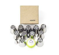 Russian Piping Tips Set | Reusable Cake Decorating Icing Supplies | 10 Disposable Large Frosting Pastry Bags &amp;... N3