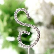 26 English Letters Monogram Decor Crystal Rhinestone Cake Topper Decoration for Birthday Party Wedding - Silver... N11