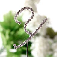 26 English Letters Monogram Decor Crystal Rhinestone Cake Topper Decoration for Birthday Party Wedding - Silver... N12