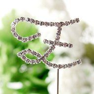 26 English Letters Monogram Decor Crystal Rhinestone Cake Topper Decoration for Birthday Party Wedding - Silver... N13