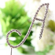 26 English Letters Monogram Decor Crystal Rhinestone Cake Topper Decoration for Birthday Party Wedding - Silver... N15