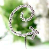 26 English Letters Monogram Decor Crystal Rhinestone Cake Topper Decoration for Birthday Party Wedding - Silver... N17