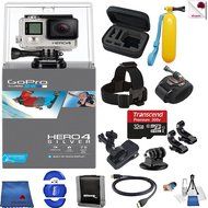 Gopro Hero 4 Silver 13 Piece Adventure Bundle Includes: Go Pro Hero4 Silver + Case + Floaty Bobber + Head Strap...