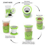 Silibake Loose Leaf Tea Infuser Brewing System Cup with Removable Stainless Steel Steeper Strainer Basket N15
