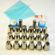 TANGCHU Russian Piping Tips 28PCS/SET Stainless Steel Large Size Icing Syringe Set Ball Nozzles DIY Coupler Nozzle... N12