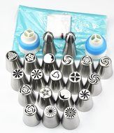 TANGCHU Russian Piping Tips 28PCS/SET Stainless Steel Large Size Icing Syringe Set Ball Nozzles DIY Coupler Nozzle... N13