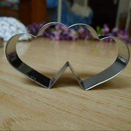 Y&amp;XL&amp;H Stainless Steel Double Heart Cookie Cutter Sweet Love Pattern Cake Chocolate Pastry
