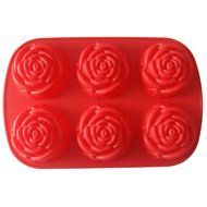 WBSEos 6 Cavity Rose Shape Silicone Mold for Candy,Ice,Soap,Cupcake,Bread, Cube DIY Baking Trays Chocolate Jelly... N4