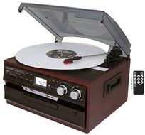 7-in-1 Boytone BT-24DJM Turntable with Bluetooth Connection, 3 Speed 33, 45, 78 Rpm, CD, Cassette Player AM, FM...