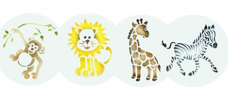 Designer Stencils C787 Jungle Animals Cookie, Beige/Semi-Transparent N2