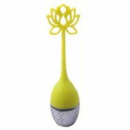 GOOTRADES Lotus Shaped Stainless Steel Tea Infuser Teaspoon Silicone Loose Leaf Herb Strainer Filter (Red) N2