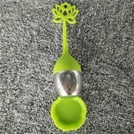 GOOTRADES Lotus Shaped Stainless Steel Tea Infuser Teaspoon Silicone Loose Leaf Herb Strainer Filter (Red) N3