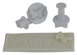 Southern Homewares 3 Piece Butterfly Fondant Cake Cookie Plunger/Cutter Shape Set, White