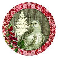 Paperproducts Design 28073 Winter Woods Owl Salad Dessert Porcelain Plate, Multicolored