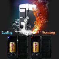 Anself Mini USB Fridge Cooler Warmer Refrigerator for Drink Beverage Cans Red Blue LED Light (Black) N8