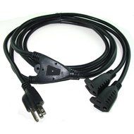 10 Feet 16AWG Heavy Duty US 3-Prong NEMA 5-15P to 2x NEMA 5-15R AC Power Extension Splitter Y Cord/Cable - UL...