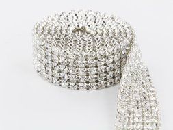Crystal Cake Ribbons Real Rhinestones Bling Diamond Cake Ribbon Banding (5 Row 2 Yards) N3