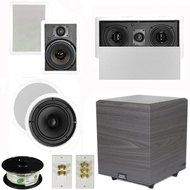 Theater Solutions 5.1 Home Theater 8" and 6.5" Speakers with Center 10" Powered Sub and More TS6W8CL51SET4 N2
