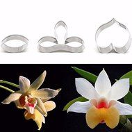 Anyana 3Pcs/set Baking Decorating Tool Cookie Cutters Dendrobium Orchid Petal Flower Stainless Steel Fondant Cake... N5