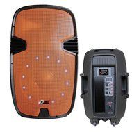 QFX 2-Way Steel Framed Plastic Cabinet Speaker with Amplifier, NFC Bluetooth Music Streaming and More-Orange