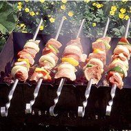 Teanfa 10 PCS Stainless Steel Barbecue Grill Needle BBQ Needle 33CM