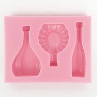 3 Cavities Mini Wine Bottles Silicone Cake Decorating Mold, Sugarcraft Fondant Gunpaste Cake Decoration Cupcake... N2