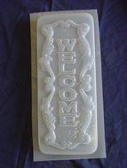 Scrolled Welcome Plaque Concrete Plaster Mold 7219