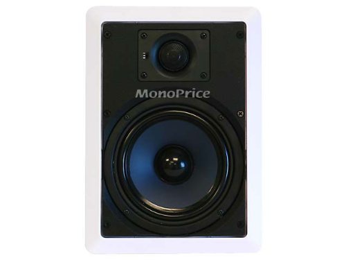 Monoprice 6-1/2 Inches Polypropylene 2-Way In-Wall Speakers (Pair) - 40W Nominal, 80W Max.