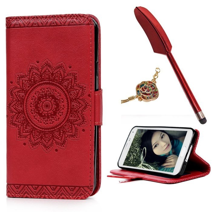 S5 Case,Samsung Galaxy S5 Case (I9600) - Wallet Embossed Totem Flower Design Folio Flip PU Leather with Stand... N19