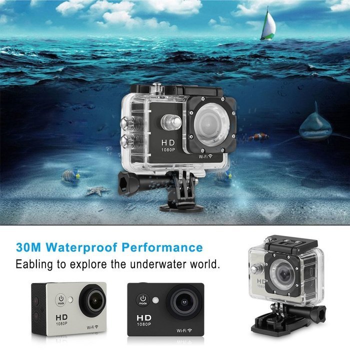 Y8-P 2.0 Inch WiFi 1080P Full HD 30M Waterproof H264 12Mp Video Action DV Sports Camera Black N7