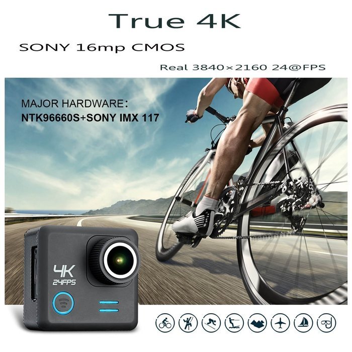 Egovo 64GB 4K Action Camera 16MP with Sony Sensor, UHD WIFI Waterproof Sports Video Cam 2-Inch (2 Batteries +... N6