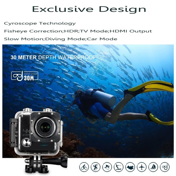Egovo 64GB 4K Action Camera 16MP with Sony Sensor, UHD WIFI Waterproof Sports Video Cam 2-Inch (2 Batteries +... N7