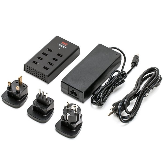 EZOPower International 8-Port 96W 19.2A Smart USB Desktop Charger Station with 2.4A output each with 3 International... N7