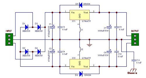 Electronics-Salon 1PCS Voltage Regulator PCB for LM317 LM337 or 78xx 79xx IC N4