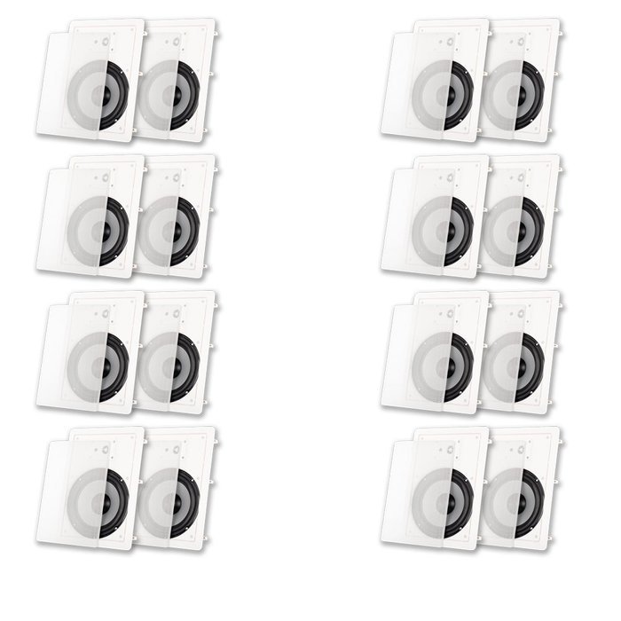 Acoustic Audio CS-IW820 In Wall 8" Speakers 8 Pair Pack 2 Way Home Theater 4800 Watt CS-IW820-8PR