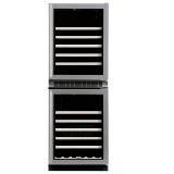 Dual Zone 90-Bottle Wine Refrigerator Color: Black with Stainless Steel Frame Glass Door, Hinge: Right N2