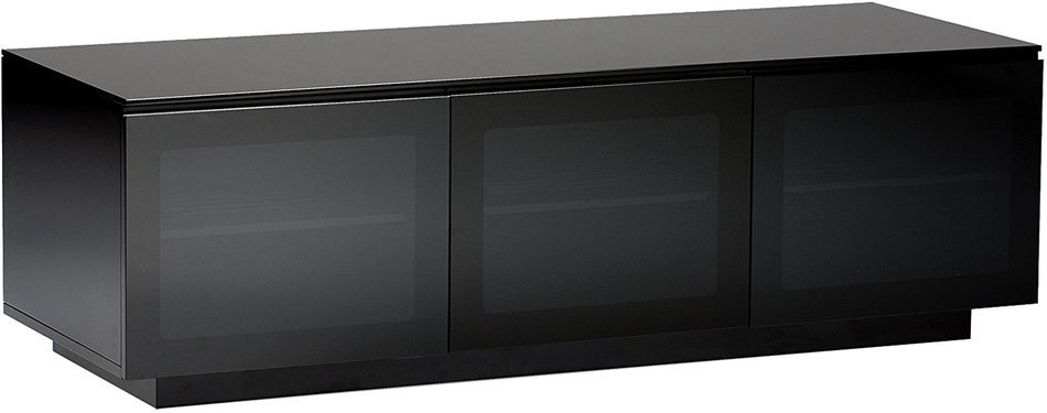 BDI Mirage 8224 Double Wide Entertainment Cabinet, Satin Black with Black Glass Top N6