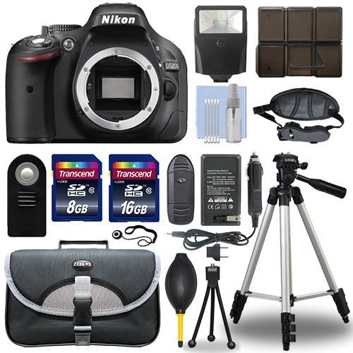 Nikon D5200 24.1 MP Digital SLR Camera Body + Tripod + Transcend 24GB Top Accessory Bundle