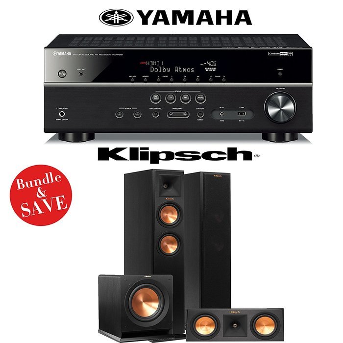 Yamaha RX-V581BL 7.2-Channel Network A/V Receiver + Klipsch RP-250F + Klipsch RP-250C + Klipsch R-110SW - 3.1...