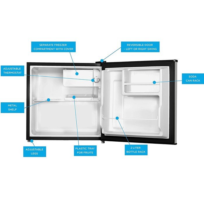 Avalon by Keyton Compact Single Door Refrigerator & Freezer- 1.6 Cubic Feet, Compact, Adjustable Legs, - UL &...