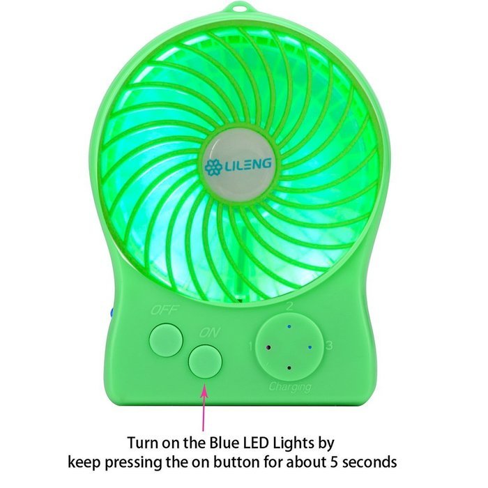 iKKEGOL Mini Portable Wireless Rechargeable Super Strong Wind Fluorescence Cooling Desk Fan - 3 Mode Wind Speed... N28